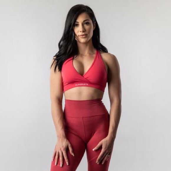 Alphalete surface wrap sports bra in pink - Picture 13 of 17